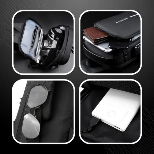 Mochila Bolso Antirrobo De Pecho Con Puerto Usb Impermeable - Image 2