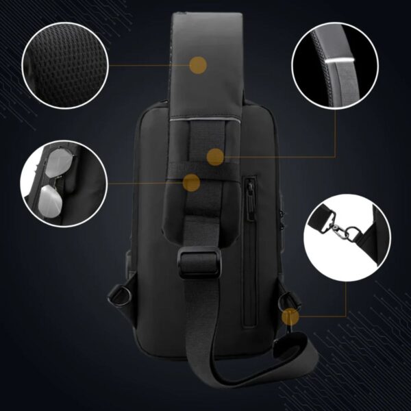 Mochila Bolso Antirrobo De Pecho Con Puerto Usb Impermeable - Image 3