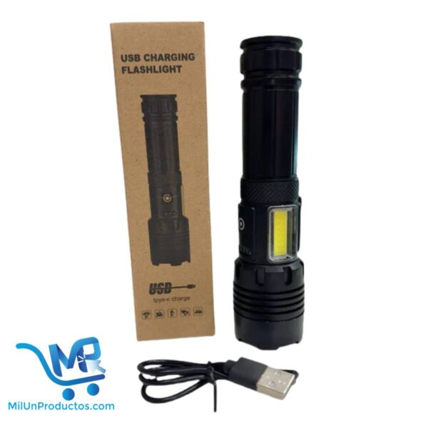 Linterna LED De Alta Potencia, Carga USB Para Exteriores Recargable