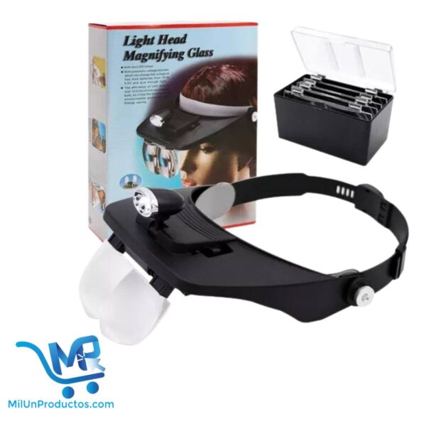 Lupa Visera De Cabeza Con Luz Led + Lentes Intercambiables