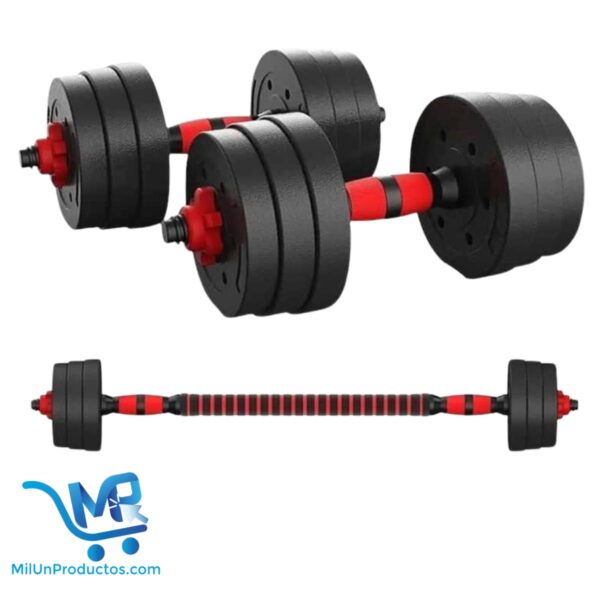 Juego de mancuernas 40kg con Barra Ajustable 2 en 1 Set 40kg