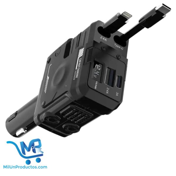 Cargador Celular para Auto Retráctil 4en1 De Automóvil Carro Carga Rápida 66w