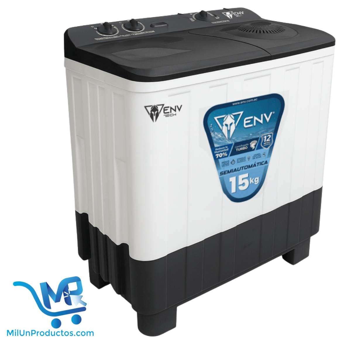 Lavadora Semiautomática 15kg Env Doble Tina Gris